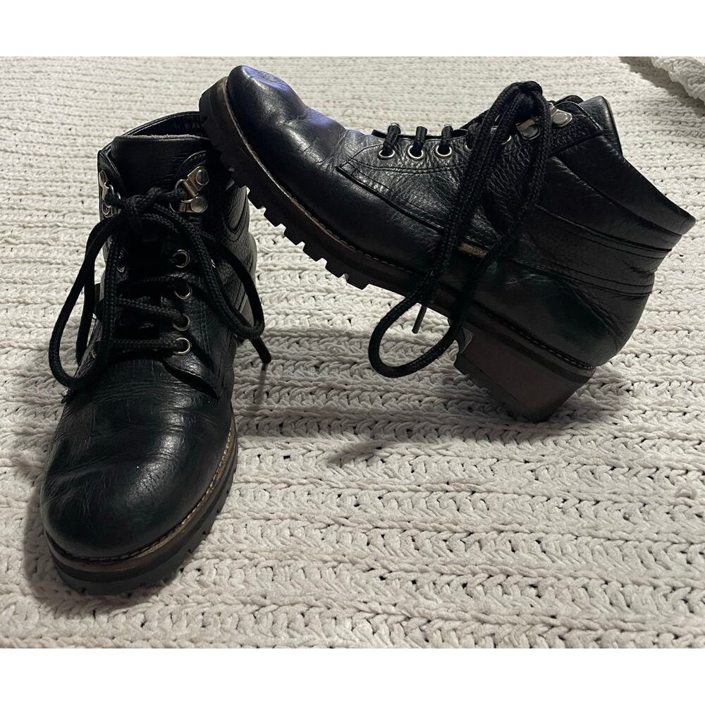 Cardon Leather Lace Up Ankle Boots Women's Size 6 EU 36 Black Made in Argentina
